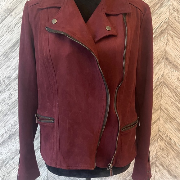 Kut from the Kloth Jackets & Blazers - KUT FROM THE KLOTH Red Suede Leather Moto Jacket, size L